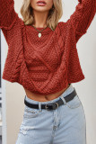 Cable Knit Hollowed Plain Knitting Sweater 