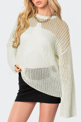 White Seeing Stars Oversized Sweater