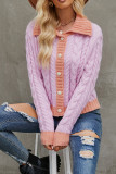 Cable Knit Button Up Knitting Cardigan 
