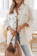 Beige Solid Textured Flap Pocket Buttoned Shacket