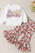 Halloween Letter Print Top and Flare Pants Set