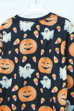 Halloween Print Crew Neck Long Sleeves Top