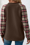 Brown Plaid Raglan Sleeve Sweatshirt