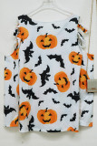Halloween Print Zipper Down Hollow Out Long Sleeves Top