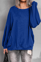 Plain Pocket Oversize Pullover Sweatshirt