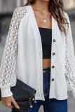 White Open Button Lace Sleeves Cardigan
