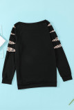 Black Leopard PUMPKIN SEASON Graphic Ripped Sleeve Sweatshirt