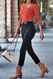 Diagonal Collar Smocked Button Plain Top 