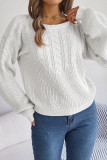 Cable Knit Crew Neck Plain Sweater 