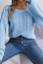 Cable Knit Crew Neck Plain Sweater 