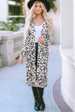 Leopard Pocketed Open Front Duster Cardigan