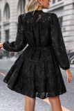 Black Jacquard Button Mini Dress