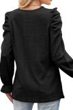 Plain Jacquard Bubble Sleeves Top