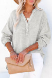 Gray Crinkle Textured Loose Henley Top