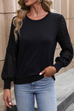 Lace Puff Sleeves Black Top 