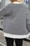 Zebra Stripes V Neck Button Front Open Cardigan