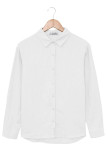 White Plus Size Linen Textured Button Up Shirt
