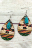 Aztec Turquoise Wooded Earrings MOQ 5pcs