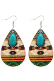 Aztec Turquoise Wooded Earrings MOQ 5pcs