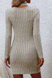 Ribbed Knitting Halter Neck Sweater Dress 