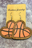 Heart Baseball Wooden Earrings MOQ 5pcs