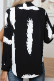 Abstract Print Button Up Blouse Shirt