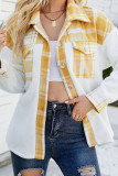 Plaid Button Turn Down Collar Fleece Shacket