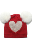 Heart Knit Fur Beanie Hat For Kid's MOQ 3pcs