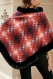 Colorful Plaid Fleece Knitting Cape 
