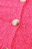 Rose Buttons Front Pocketed Sweater Cardigan