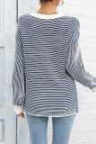 Striped Slope Shoulder Knit Sweater