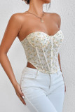 Flower Print Fishbone Corset Top 