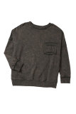 Gray Acid Wash Drop Shoulder Long Sleeve Sweatshirt with Pockets