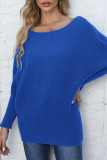 Plain Wide Shoulder Batwing Sleeves Knit Sweater