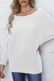 Plain Wide Shoulder Batwing Sleeves Knit Sweater