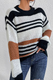 Multicolor Striped Knit Pullover Sweater