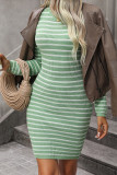 Striped Knit Bodycon Sweater Dress