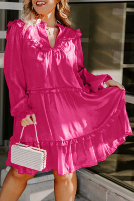 Rose Plus Size Ruffled Bubble Sleeve Dress