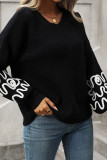Abstract Patchwork Knitting Pullover Sweater 