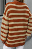 Striped Knit Slope Shoulder Pullover Sweater