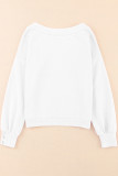 White Knitted V Neck Buttoned Cuffs Sweater