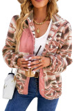 Pink Western Colorblock Snap Buttoned Sherpa Jacket
