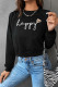 Black Leopard Heart Letter Print Sweatshirt 