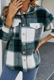 Button Up Pockets Plaid Shacket 