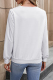 White V Neck Long Sleeves Sweatshirt 