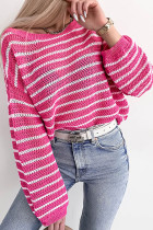 Rose Drop Shoulder Contrasting Striped Sweater