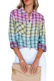 Multicolor Tie Dye Plaid Button Up Shirt