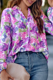 V Neck Floral Print Blouse Shirt