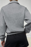 Plain Zipper Down Kangaroo Pocket Sweatshirt