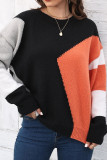 Black Color Block Pullover Sweater